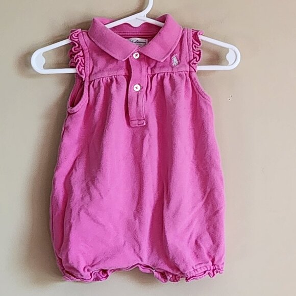 Ralph Lauren Pink Polo Romper Size 9 Months - Picture 1 of 5